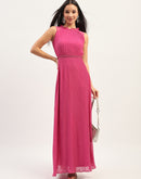 Madame Fit And Flare Pink Maxi Dress