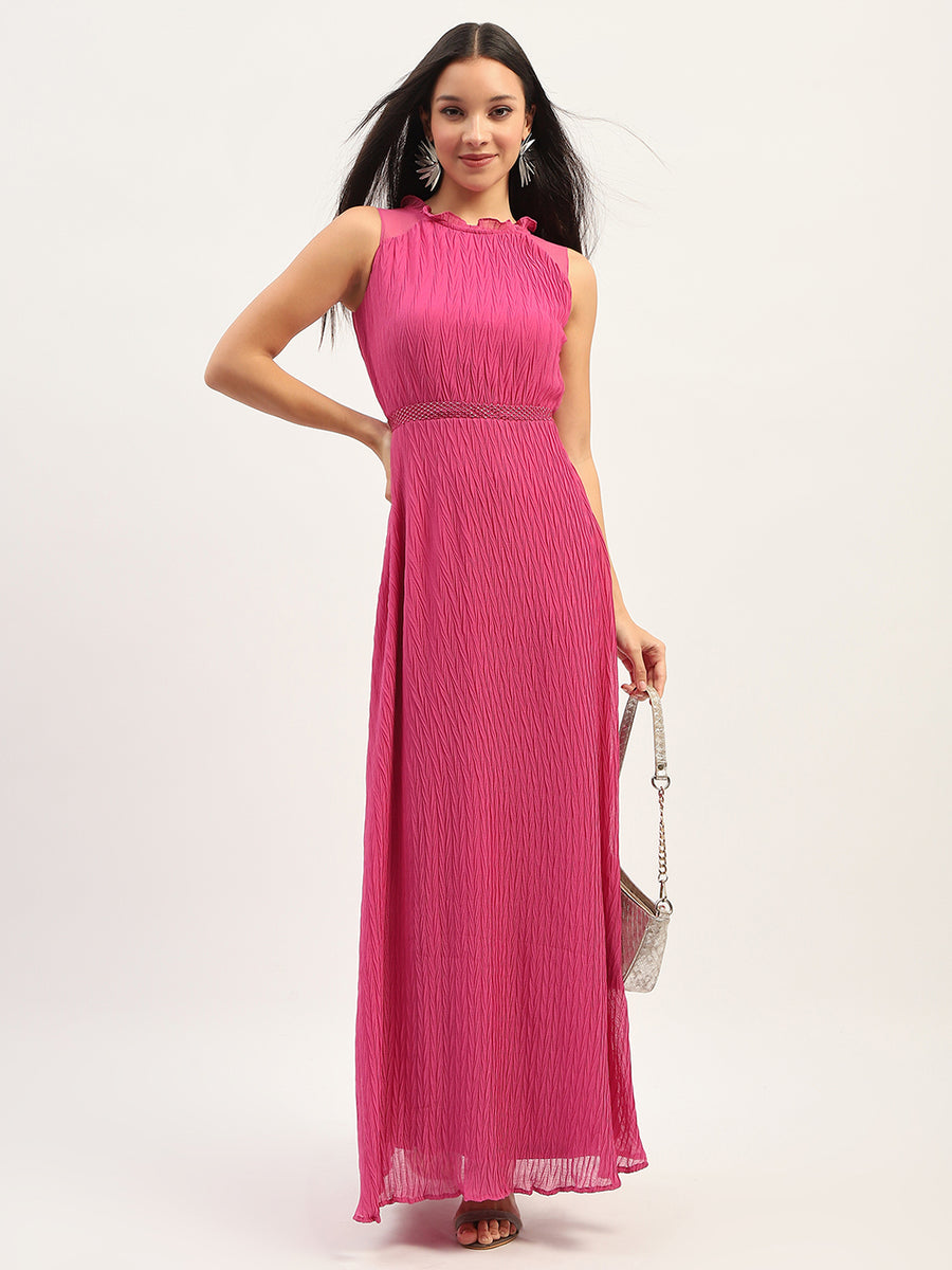 Madame Fit And Flare Pink Maxi Dress