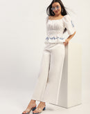 Madame Embroidery Detailing White Co-Ord Set