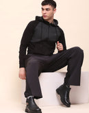 Camla Barcelona Cotton Color Blocked Black Zipper Sweatshirt