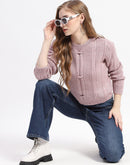 Madame Rib Neck Mauve Knitted Sweater