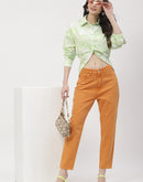 Madame Solid Orange Mom Fit Jeans