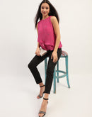 Madame Double Hem Embellished Pink Top