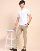 Camla Barcelona Solid Khaki Straight Fit Trousers