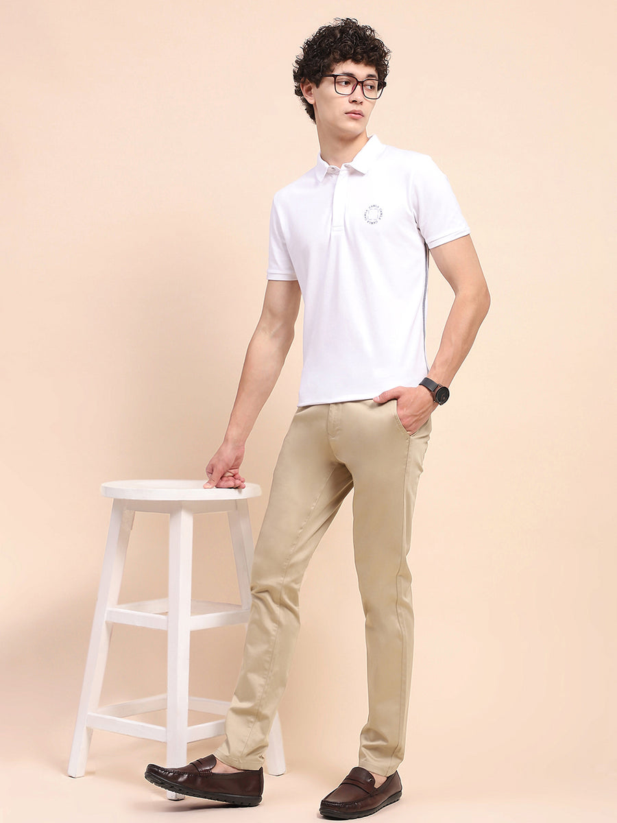 Camla Barcelona Solid Khaki Straight Fit Trousers