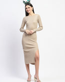 Madame Solid Brown Bodycon Dress