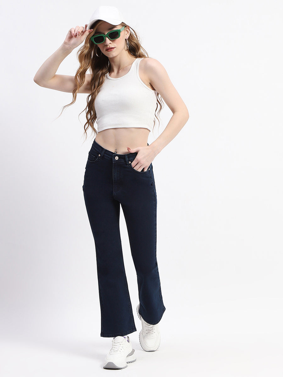 Madame Straight-Fit Dark Blue Cotton Jeans