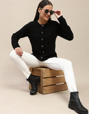 Madame Cable Knit Buttoned Black Cardigan