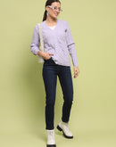 Madame Printed Cable Knit Mauve Cardigan