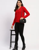 Madame Button Down Cable Knit Red Cardigan