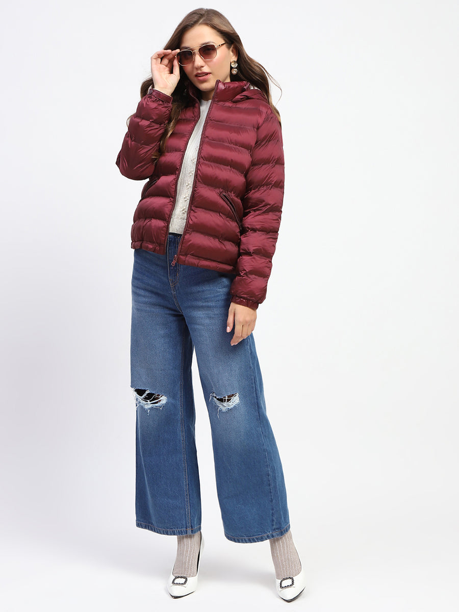 Madame Quilted Cotton Maroon Puffer Jacket