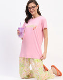 mSECRET Pink Graphic Tee and Floral Print Pajama Set