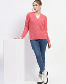 Madame Hot Pink V-Neck Knit Cardigan