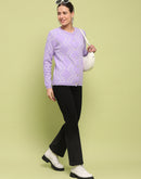 Madame Self Design Buttoned Lilac Cardigan