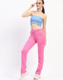 mSECRET Typography Detailing Straight leg Front Zipper Pink Track Bottoms