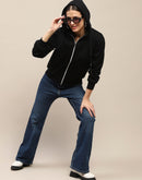 Madame Cotton Blend Black Zipped Sweatshirt