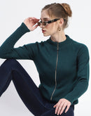 Madame Green Full-Zip Knit Sweater