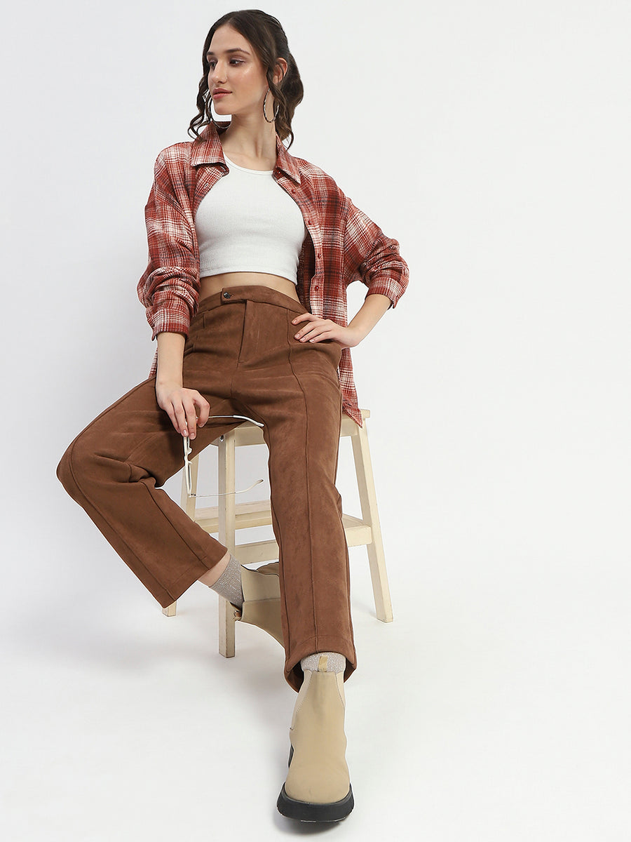 Madame Solid Tan Pleated Gurkha Trousers