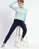 Madame Mint Full-Zip Knit Sweater