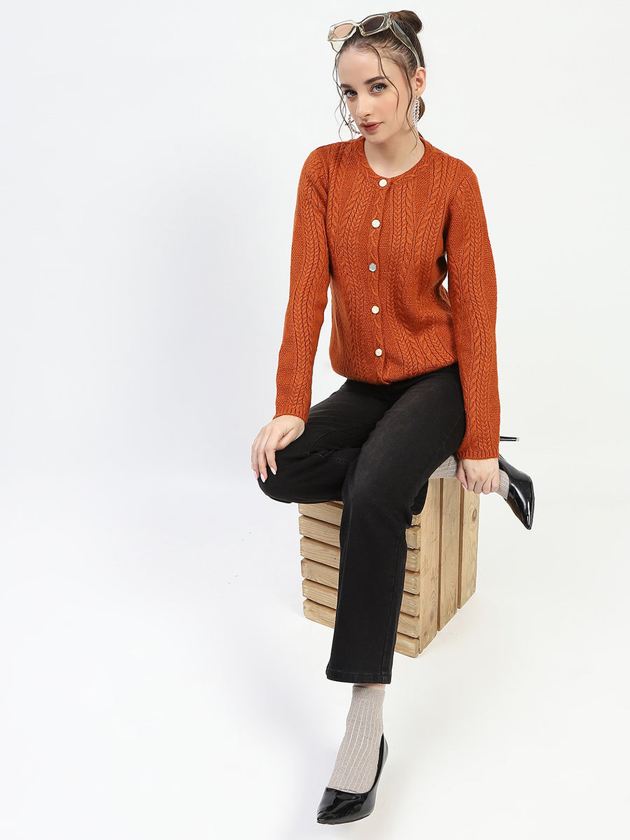 Madame Orange Button-Up Cardigan