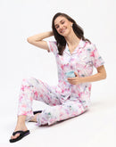 mSECRET Pink Tie-Dye Button-Down Pajama Set with Collared Shirt