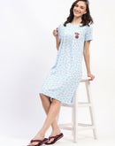 mSECRET Sky Blue Smiley Print Short-Sleeve Cotton Nightdress