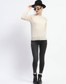 Madame Crew Neck Beige Knit Top