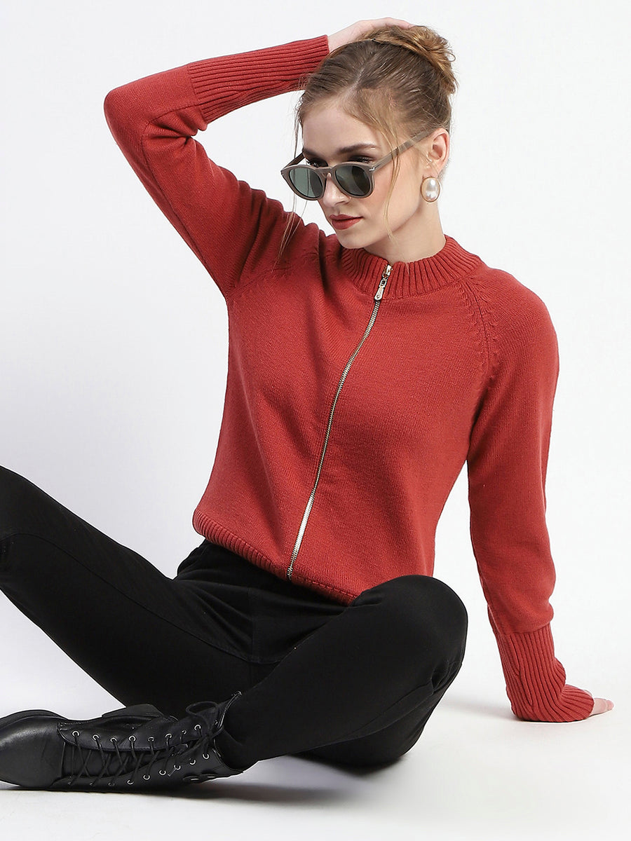 Madame Blush Full-Zip Knit Sweater