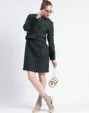 Madame Bottle Green Chequered Top and Skirt Co-ord Set