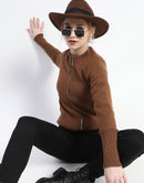 Madame Brown Full-Zip Knit Sweater