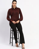 Madame Elasticated Waist Front Pleated Flared Black Trousers