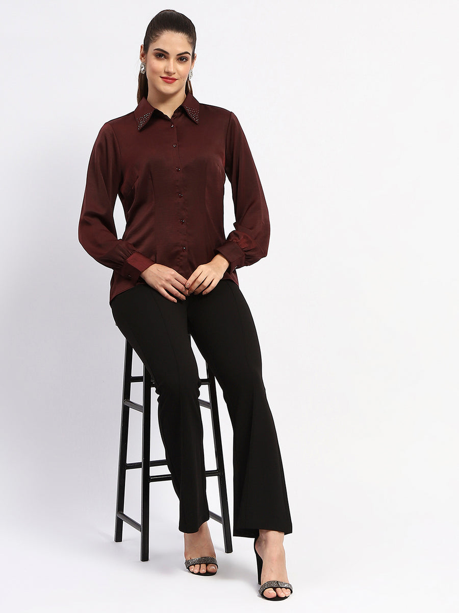 Madame Elasticated Waist Front Pleated Flared Black Trousers