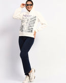 Madame White Graphic Printed Hoodie Sweatshirt