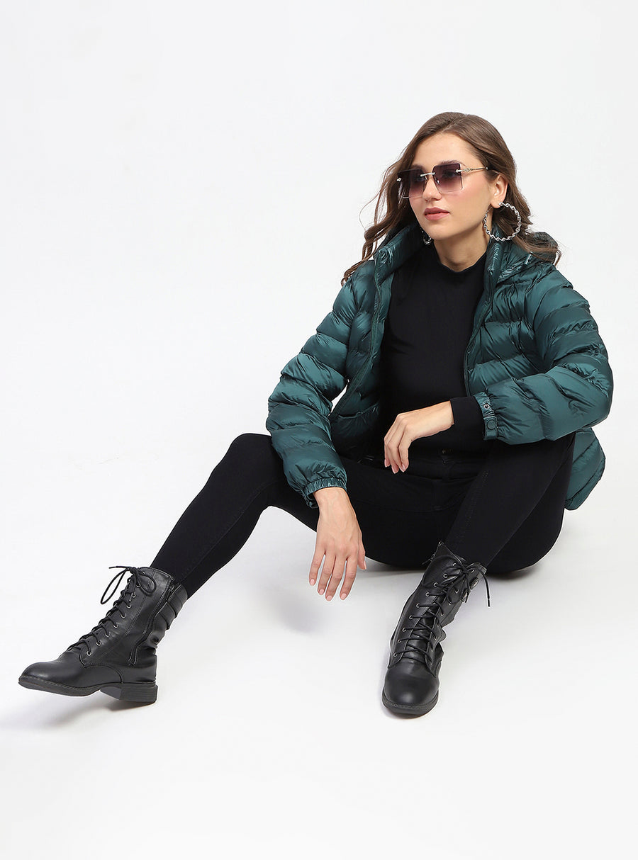 Madame Quilted Cotton Green Puffer Jacket