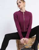 Madame Purple Full-Zip Knit Sweater