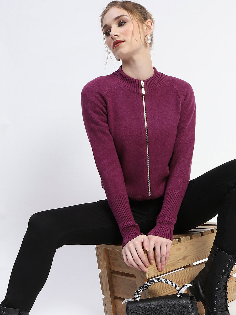 Madame Purple Full-Zip Knit Sweater