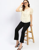 Madame Semi Sheer Off White Laced Cotton Top