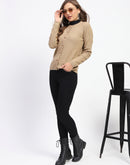 Madame Geometric Pattern Brown Crew Neck Cardigan