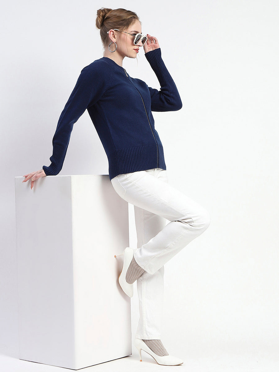 Madame Blue Full-Zip Knit Sweater