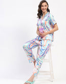 mSECRET Swirl-Patterned Pink Night Suit Set