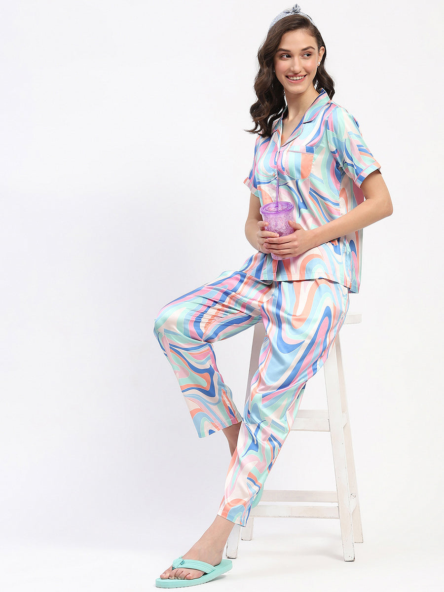 mSECRET Swirl-Patterned Pink Night Suit Set