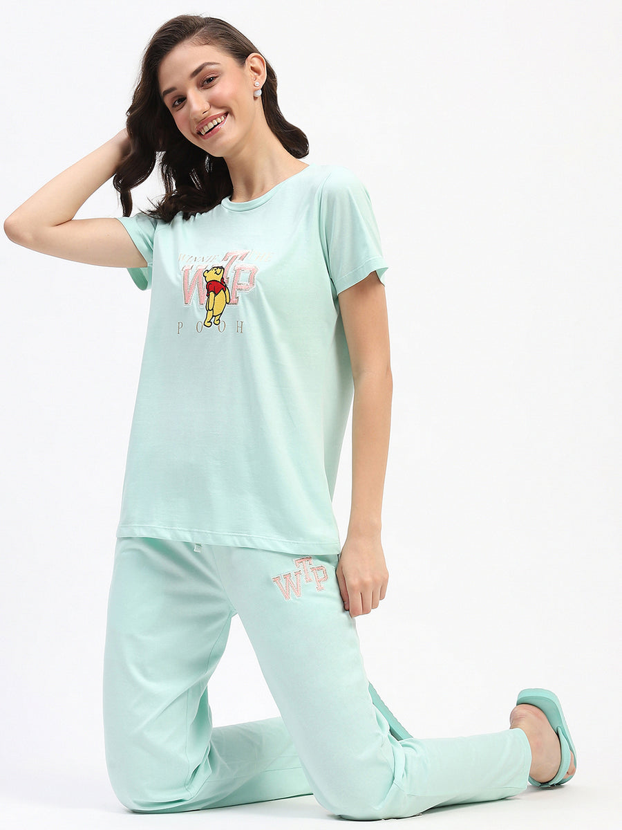 mSECRET Disney Typography Cotton Mint Night Suit Set