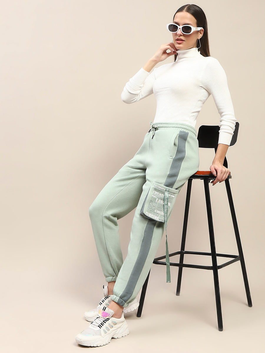 mSECRET Cotton Colorblock Green Track Bottoms