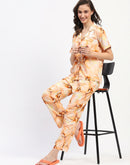 mSECRET Orange Marble Print Short Sleeve Night Suit Set