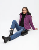 Madame Fur Hooded Purple Quilted Jacket