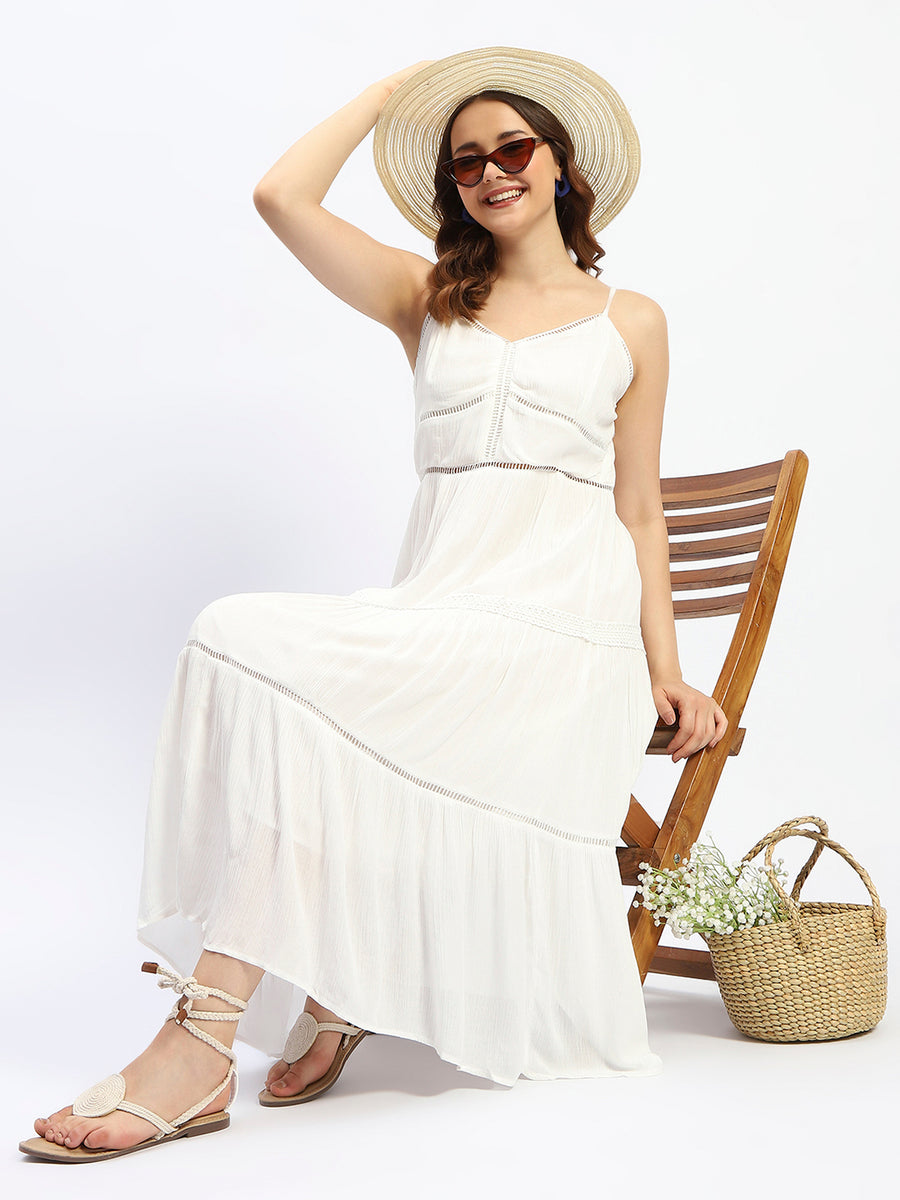 Madame Off White Tiered Cami Cotton Dress