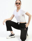 Madame Black Cotton Track Bottoms