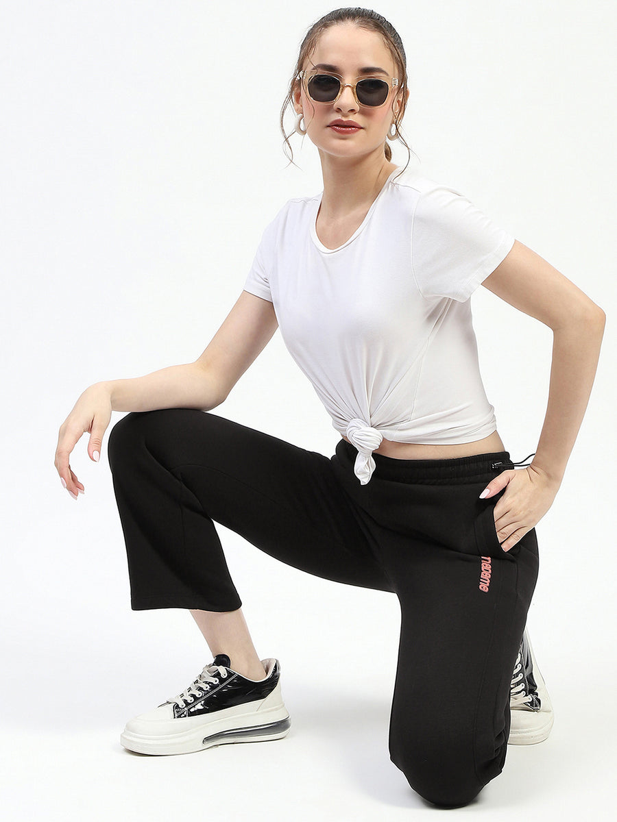 Madame Black Cotton Track Bottoms