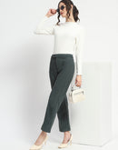 Madame Solid Green Pleated Gurkha Trousers