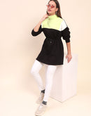 Camla Barcelona Cotton Color Blocked Tie Waist Black Sweatshirt